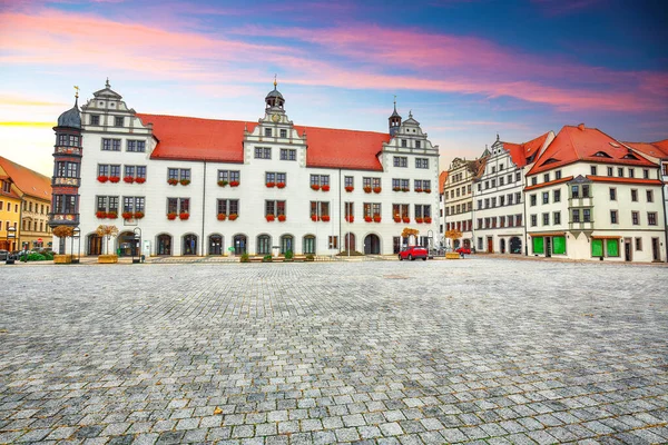 Prachtig Herfstzicht Torgau Rathaus Pittoresk Uitzicht Stad Torgau Aan Oevers — Stockfoto