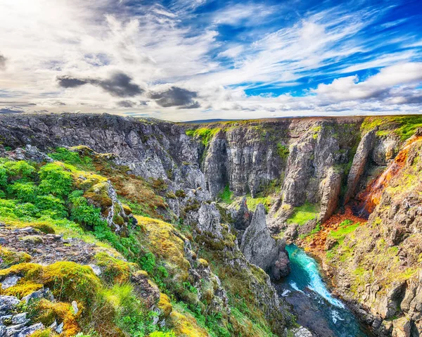 Meravigliosa Vista Del Canyon Kolugljufur Delle Cascate Kolufossar Kolugljufur Gorge — Foto Stock