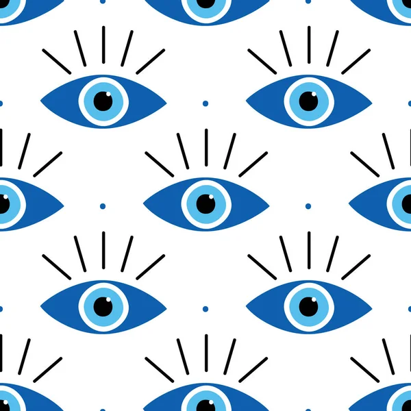 Vector Seamless Pattern Background Conceptual Blue Evil Eyes Symbols Dots Vector Graphics