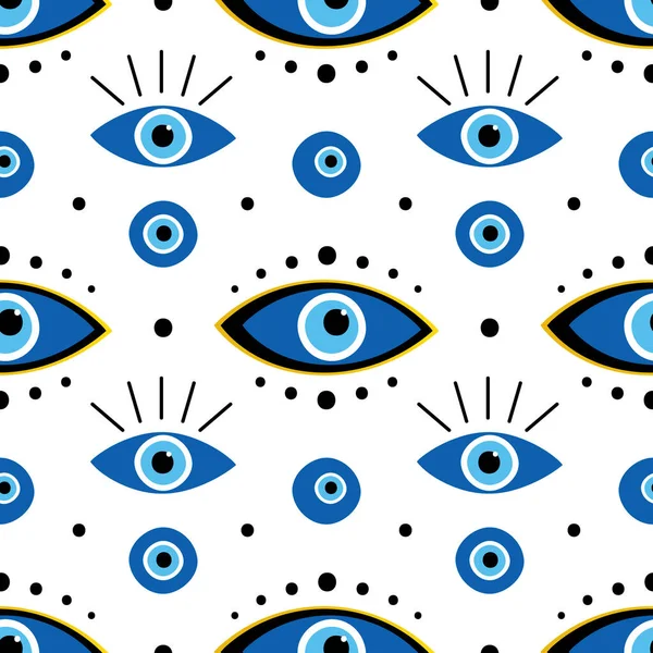 Vector Seamless Pattern Background Set Collection Conceptual Blue Evil Eyes Vector Graphics