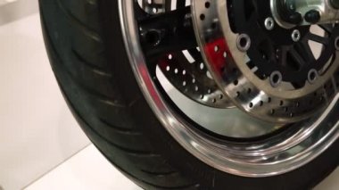 Ön tekerlek fren disk ile motosiklet Motosiklet Fuarı, yakın çekim