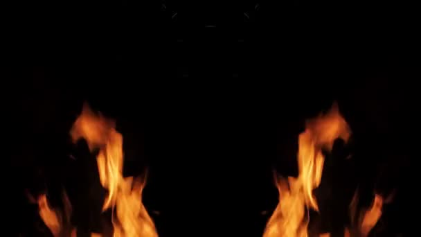 Lustrzane słupy ognia na ramie bocznej — Wideo stockowe