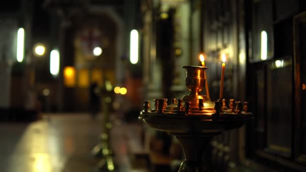 Golden candlestick in the Orthodox Church — Stock Video