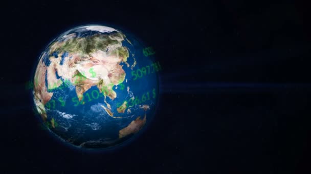 Lijn van getallen rond planeet aarde — Stockvideo