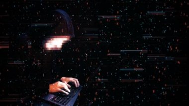 Dizüstü bilgisayar klavyesi üzerinde çalışan karanlık bir arka plan üzerinde Hacker