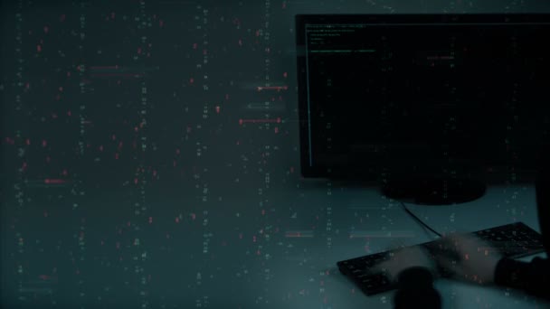 Schnelle Hände eines Hacker-Programmierers tippen Code in Terminal, Nahaufnahme — Stockvideo