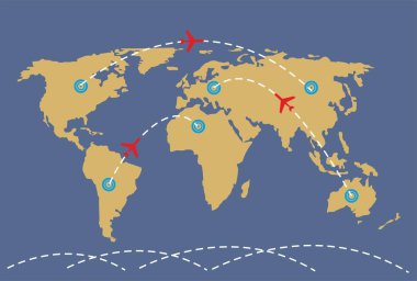 işaretçileri olan Dünya Haritası