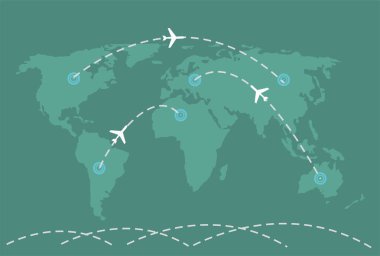 işaretçileri olan Dünya Haritası