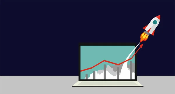 Lançamento Foguetes Ship Vector Conceito Uma Ilustração Produto Negócio Startup — Vetor de Stock