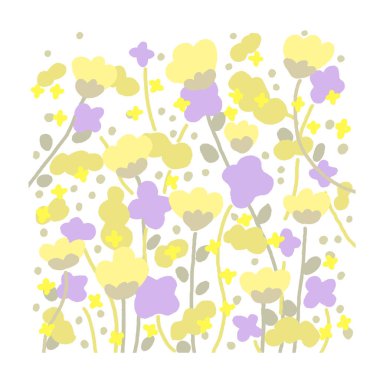 Nordic Çiçek Desenli Duvar Kağıdı Vektörü İllüstrasyonu