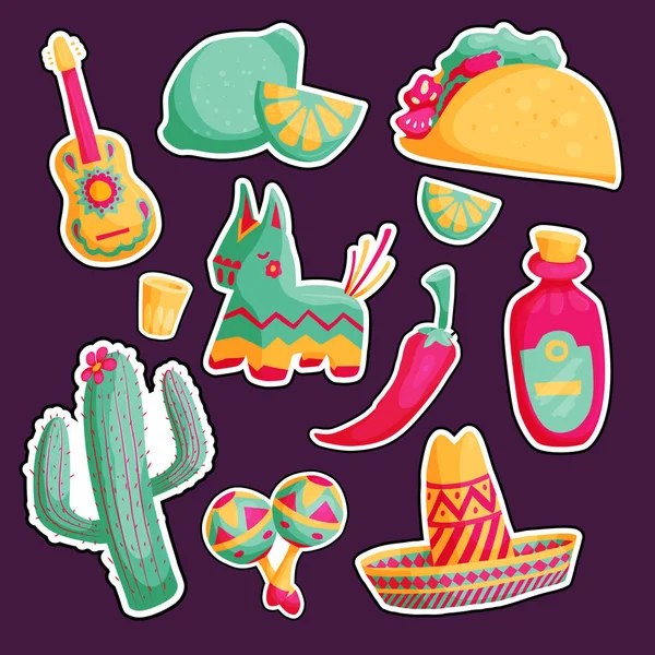 Conjunto de ilustraciones mexicanas Cinco de mayo — Vector de stock