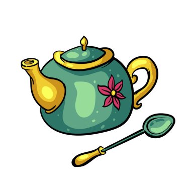 Çaydanlık ve çay kaşığı