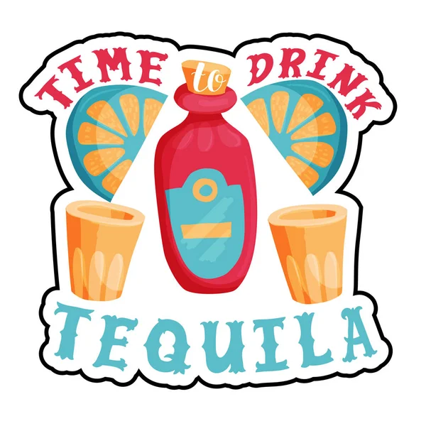 Hora de beber tequila bar cartel — Vector de stock