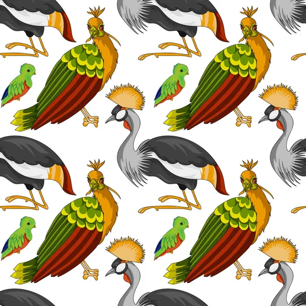 Aves exóticas padrão sem costura — Vetor de Stock