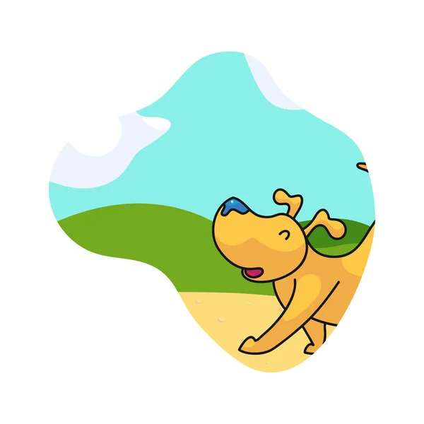 Caminante perro paisaje en forma — Vector de stock