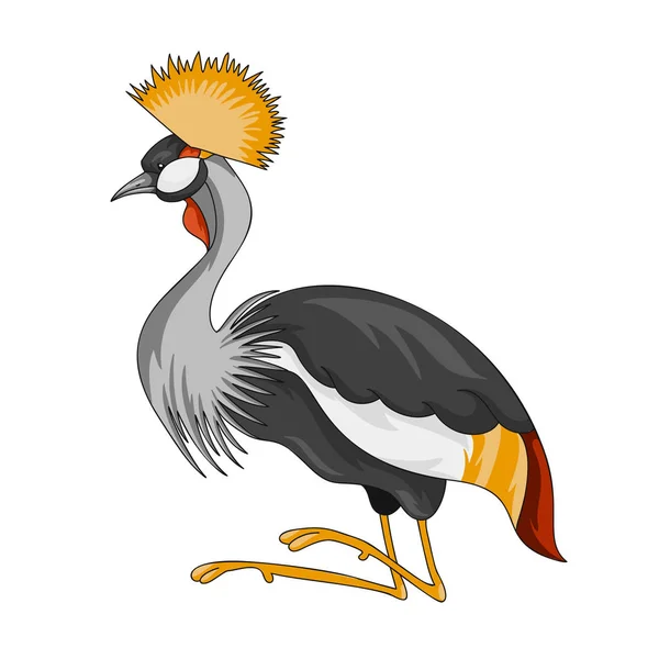 Svart krönt crane fågel ikonen — Stock vektor