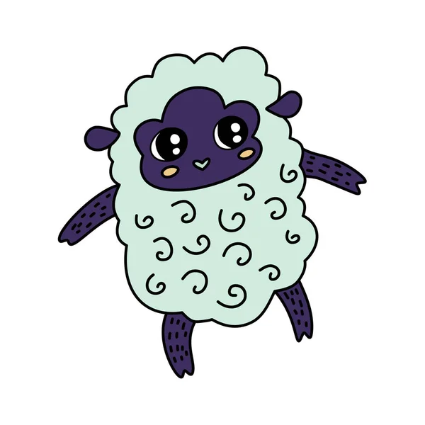 Icono de línea de ovejas coloreadas — Vector de stock