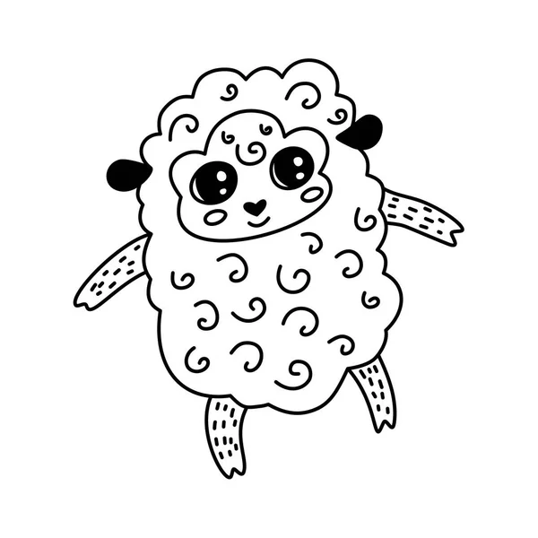 Doodle carácter de oveja . — Vector de stock