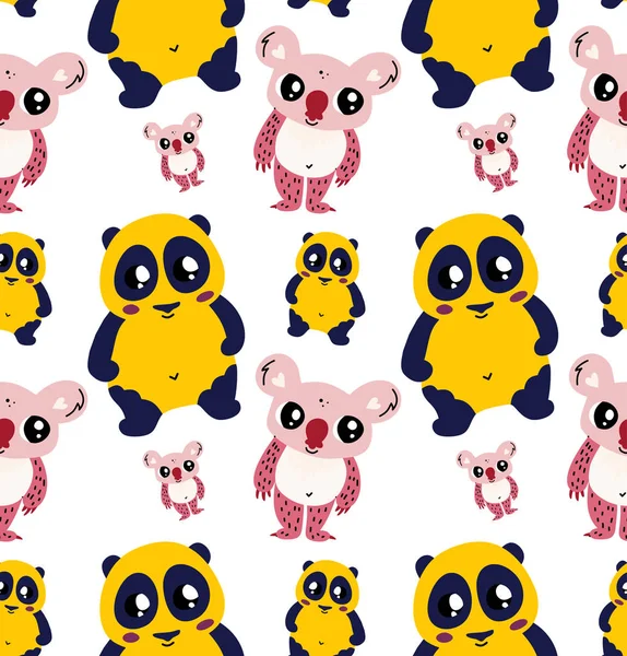 Cute animals seamless pattern — Stock Vector