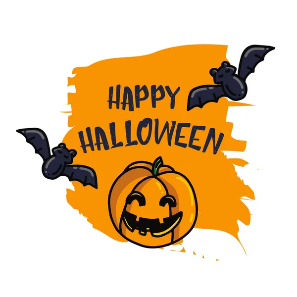 Joyeux Halloween dessin animé doodle poscard — Image vectorielle