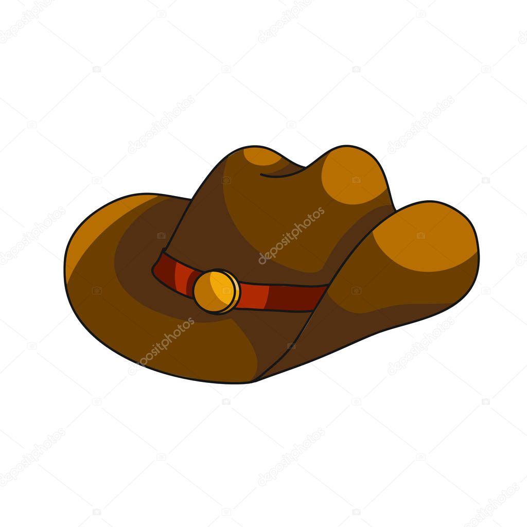 Cowboy hat icon. Wild west accessories. Cartoon vector illustration with stroke isolated on white