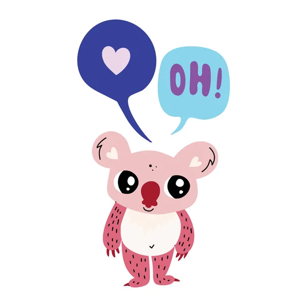 Pequeno coala bonito com duas bolhas de fala — Vetor de Stock
