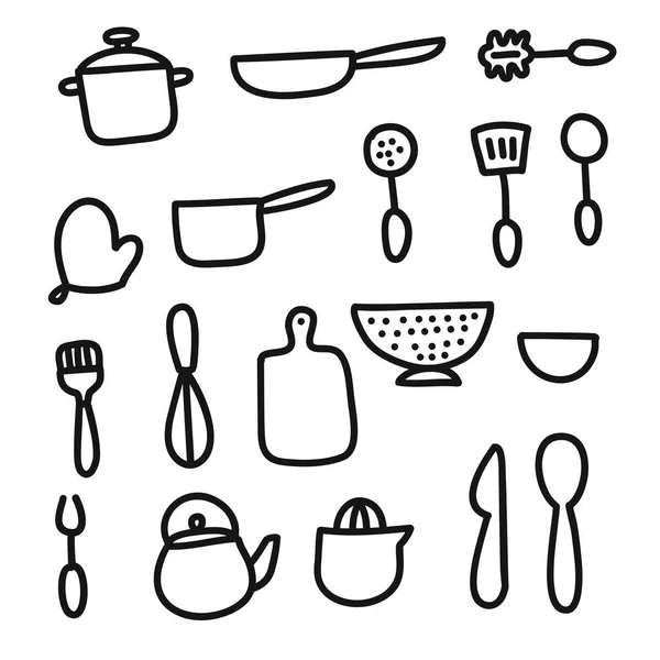 Doodle karikatür mutfak öğeleri — Stok Vektör