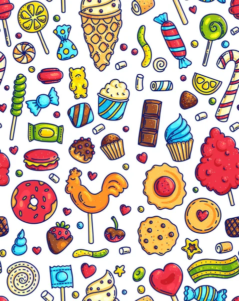 Bonbons colorés motif sans couture — Image vectorielle