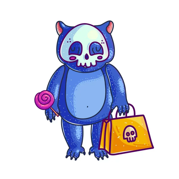 Bebé oso disfrazado de Halloween . — Vector de stock