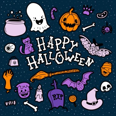 Cadılar Bayramı için parlak tebrik kartı