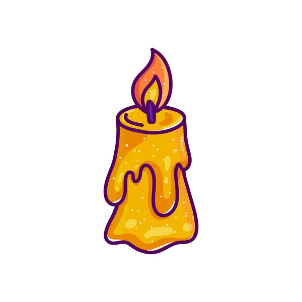 Płonący świeca ikona na białym tle — Wektor stockowy