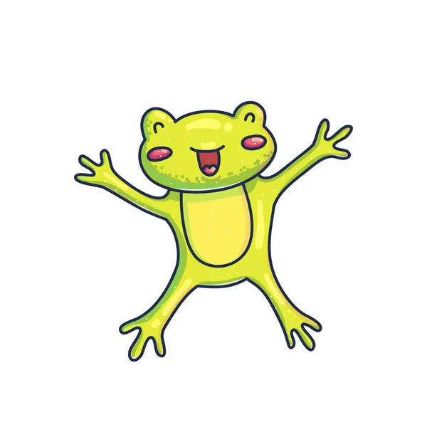 Charming cartoon happy frog — Stock Vector