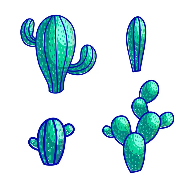 Красочный дизайн икон кактусов пустыни — стоковый вектор