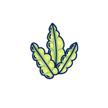 Beyaz arka plan vektör illüstrasyon izole sualtı karikatür yosun. Deniz otu simgesi. Su deniz yosunu bitki