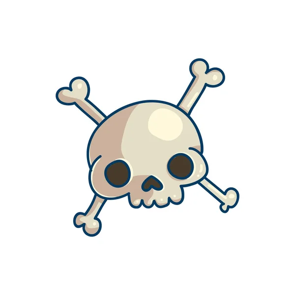 Pirátská Lebka Zkřížené Hnáty Pirátský Znak Kreslené Vektorové Šablona Roztomilý — Stockový vektor