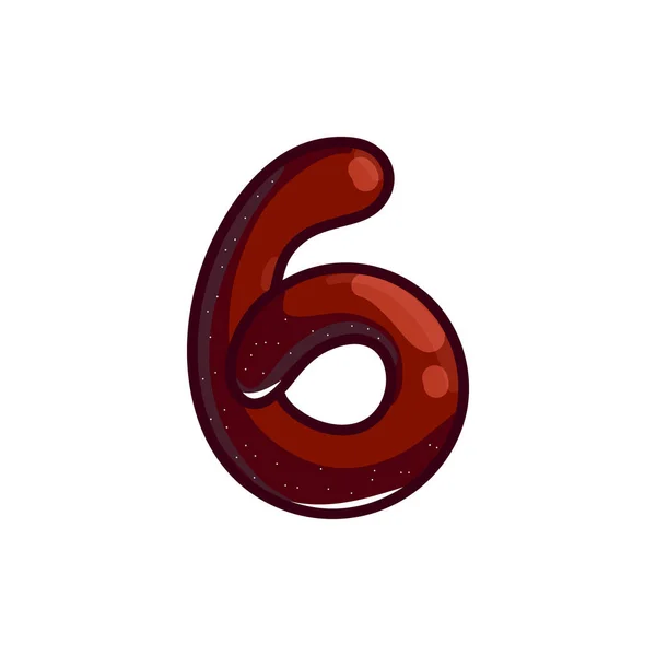Номер Шість Креативний Тип Шрифту Розроблений Шоколадом Ізольований Білому Тлі — стоковий вектор