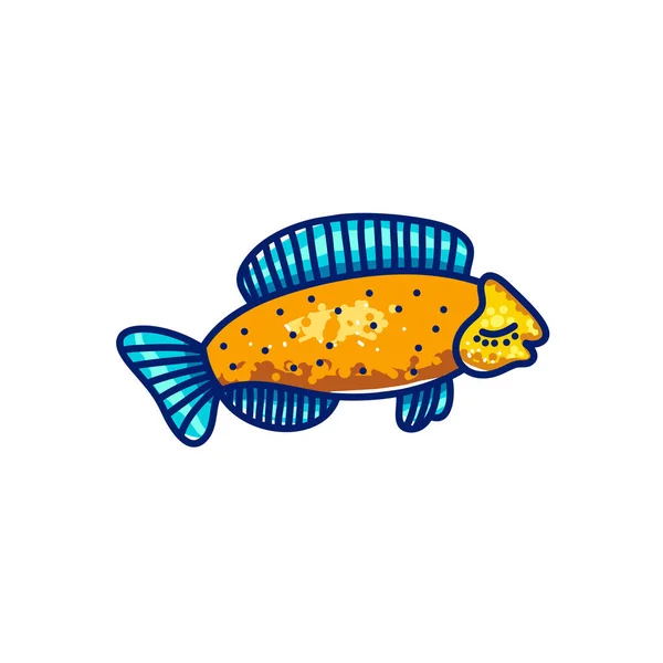 Multicolore Vecteur Marin Beau Poisson Dessin Animé Nageant Sur Fond — Image vectorielle