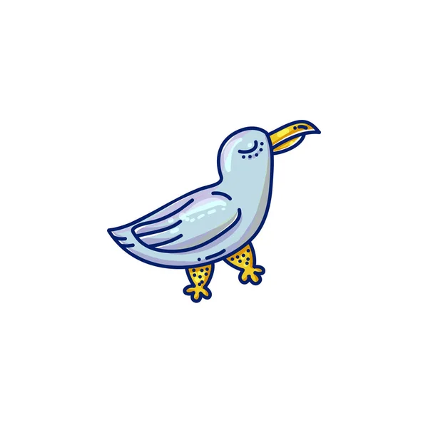 Cartoon Seagull Ikonen Sea Bird Barn Bok Vektorillustration Coast Seabird — Stock vektor