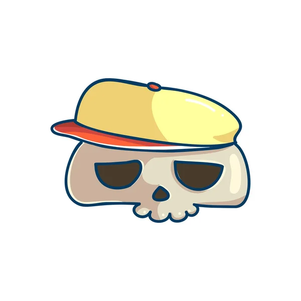 Skull Karakter Dengan Topi Desain Tato Sementara Yang Keren Stiker - Stok Vektor