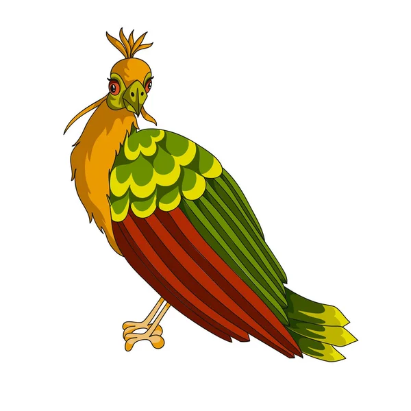 Hoatzin Exotisk Fågel Ikonen Tecknade Vektorillustration Med Stroke Isolerad Vit — Stock vektor