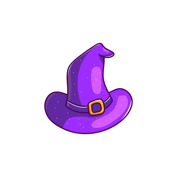 魔女は 白い背景で隔離の明るい紫色着色された帽子のアイコン — ストックベクタ