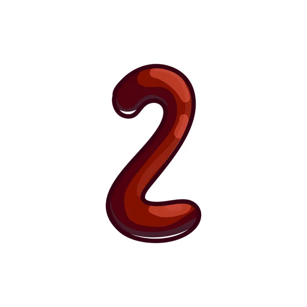 Номер Два Креативний Тип Шрифту Розроблений Шоколадом Ізольований Білому Тлі — стоковий вектор