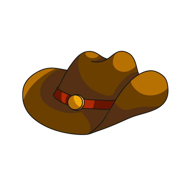 Ícone Chapéu Cowboy Acessórios Wild West Desenhos Animados Ilustração Vetorial — Vetor de Stock