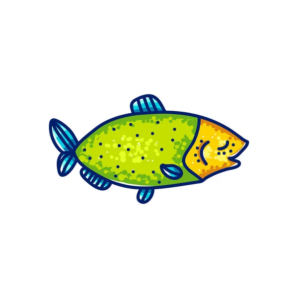 Multicolore Vecteur Marin Beau Poisson Dessin Animé Nageant Sur Fond — Image vectorielle