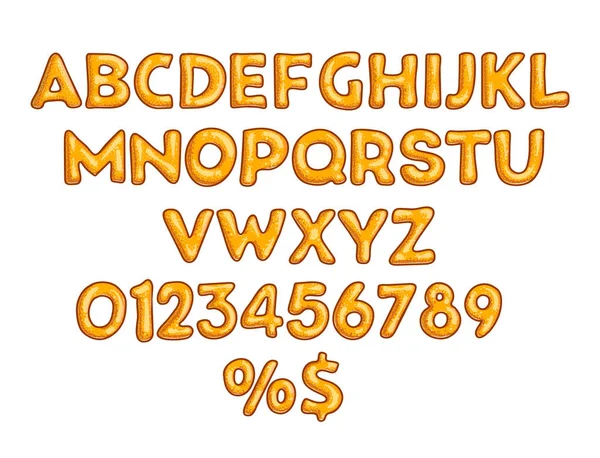 Cookies Alphabet Vector Set Gingerbread Font Biscuit Lettering Brown Bold — Stock Vector
