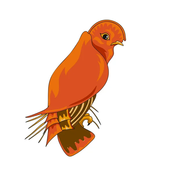 orange bright exotic bird parrot in cartoon style with strokes isolated on white background. Tauraco livingstonii icon