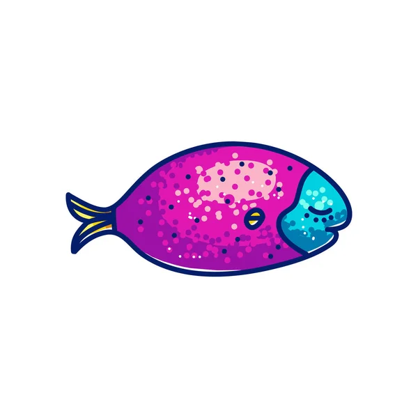 Multicolore Vecteur Marin Beau Poisson Dessin Animé Nageant Sur Fond — Image vectorielle