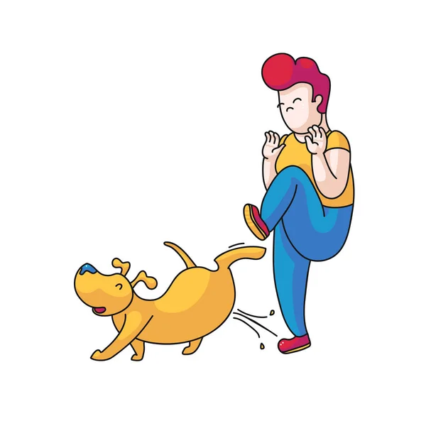 Σκύλος Peeing Για Εκκίνηση Του Ιδιοκτήτη Αγράμματοι Κουτάβι Έννοια Διασκέδαση — Διανυσματικό Αρχείο