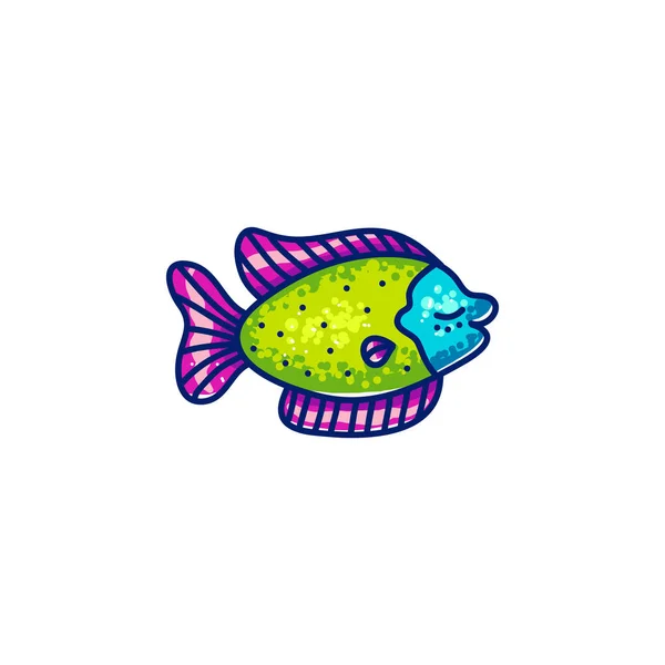 Multicolore Vecteur Marin Beau Poisson Dessin Animé Nageant Sur Fond — Image vectorielle