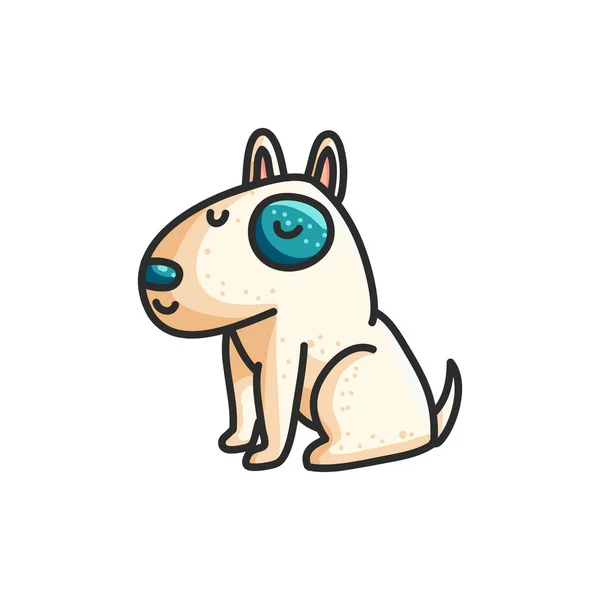 Pequeno Desenho Animado Bull Terrier Cão Vetor Ilustração Personagem Animal —  Vetores de Stock